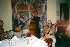 Paul Mehling, Duncan James, Paul Smith , Mundell Lowe, Bruce Forman at Enrico's, San Francisco, California